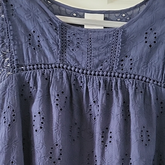 Knox Rose Navy Eyelet Lace Blouse Womens Size Medium - Picture 8 of 11